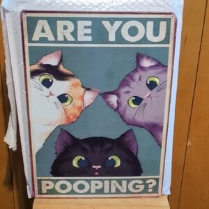 Vintage Cat Wall Sign - Multicolor